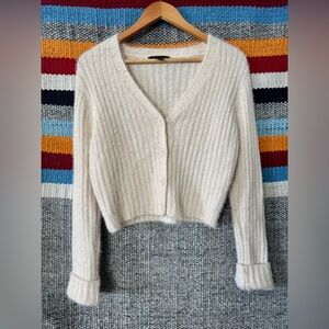 Cozy Cream Ribbed Knit Cardigan